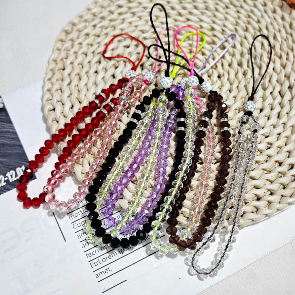 Teardrop beaded crystal mobile phone lanyard pendant case keychain pendant earphone accessories chain light luxury knotted new model