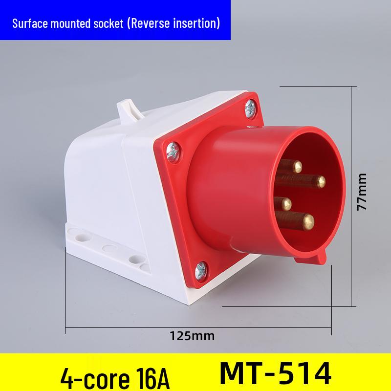 Waterproof Industrial Aviation Plug Socket: 16/32A Three-Phase Connector, 3-5 Pin, Recessed/Surface Mount Options
