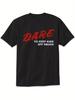 90er Retro Grafik schwarzes Herren-T-Shirt, inspiriert von Retro D.A.R.E. Design. Reines Baumwoll-Streetwear-Hemd für Paare für alle Jahreszeiten.