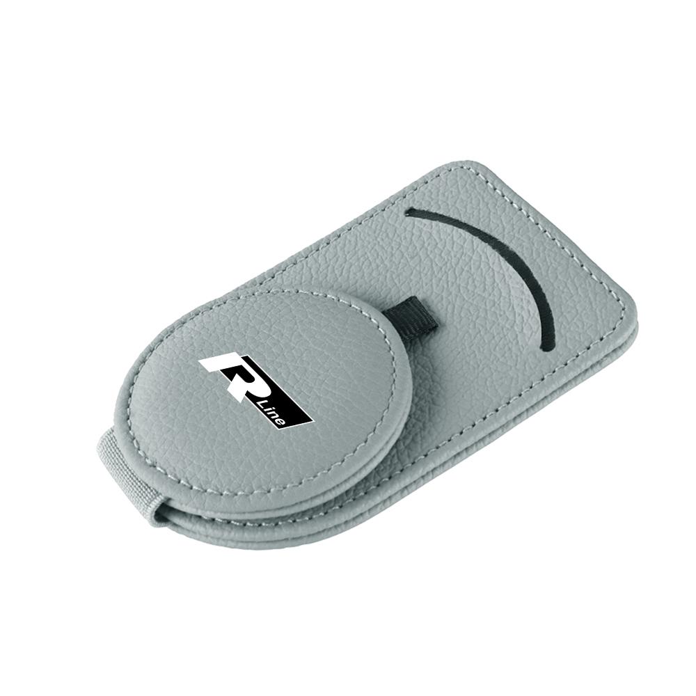 W14-Leather Car Sun Visor Glasses Holder Sunglasses Card Clip For Volkswagen VW R Polo Passat Rline Golf 4 5 6 Tiguan Jetta GTI ID.3
