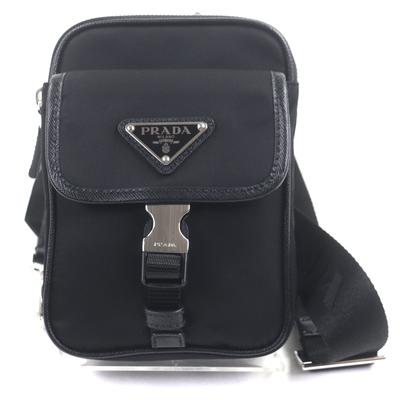 Eccellente borsa a tracolla Re-Nylon custodia per smartphone nera Nylon uomo 2ZH194 Usato