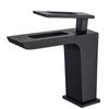Tuqiu Basin Faucet Black and Gold Bathroom Mixer Tap Black Wash Basin Faucet Single Handle Hot and Cold Waterfall Faucet