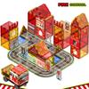 Magnetic Building Blocks Firefighting Theme Magnet Tiles with Fire Truck & Station Kids Montessori STEM Educational Sensory Toys