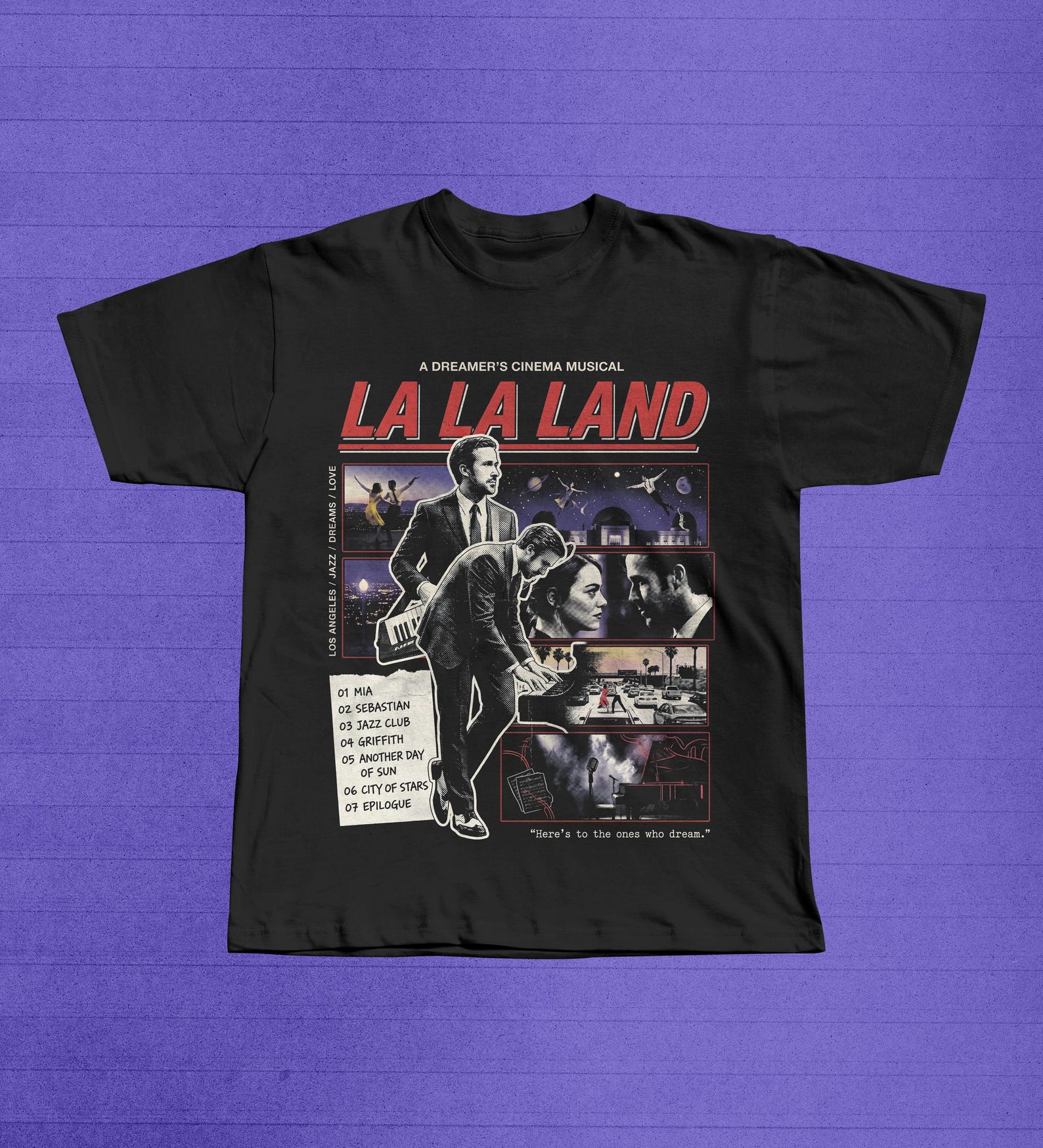 La La Land T-Shirt, City of Stars Jazz Film Graphic Tee, Mia Sebastian Movie XL