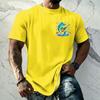 Men's Vintage Textured Print Short Sleeve T Shirt Loose Fit Casual Summer Daily Wear Top with Graphic Fish Design