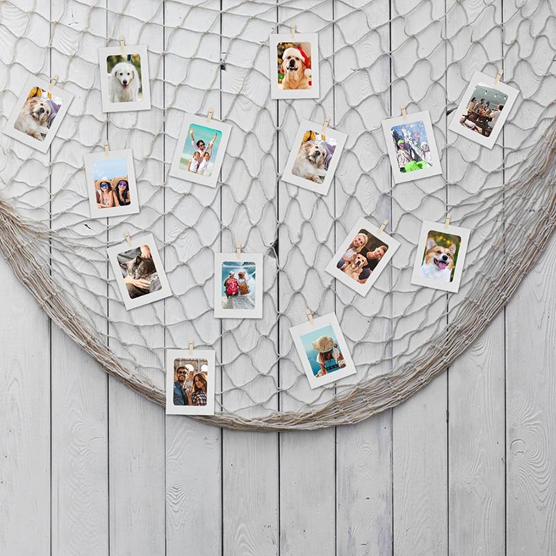 30Pcs Combination Paper Frame Set 4x6 Inch Cardboard Picture Frames with 30 Wooden Clips and 3 Hemp Ropes Home Decoration Craft