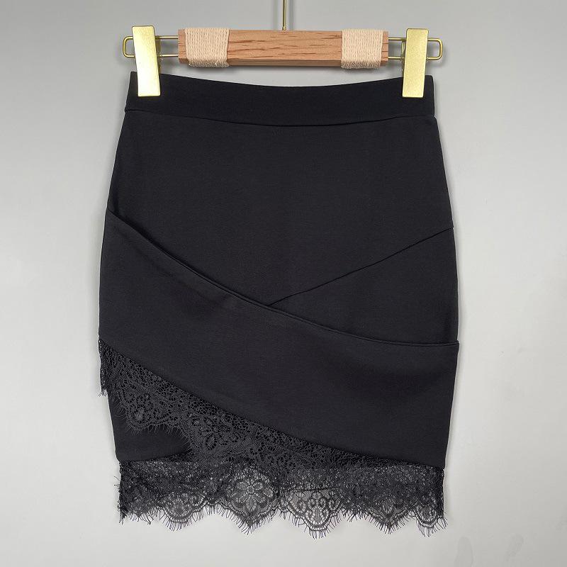 Dongdaemun Sexy Lace Trim High Waist Slimming Mini Skirt for Women