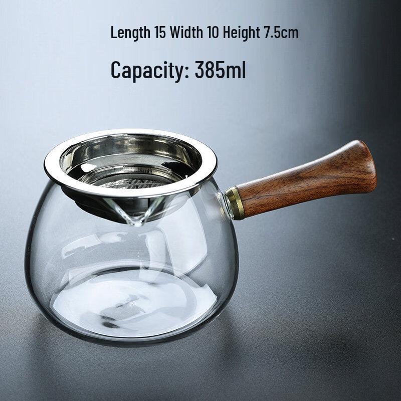 Premium Glass Tea Pitcher with Wooden Side Handle