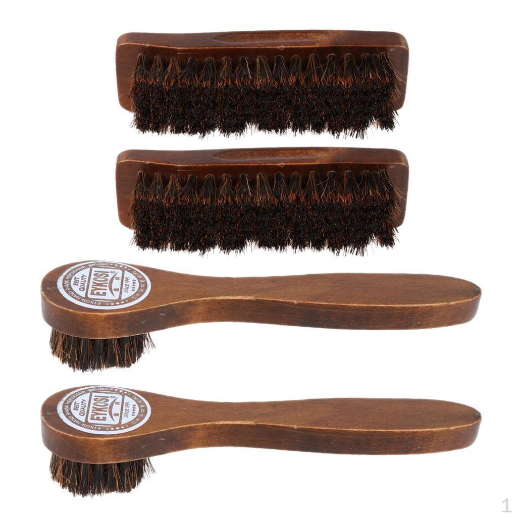 

4x Handle Horse Hair Brush Shoe Shine Cleaning