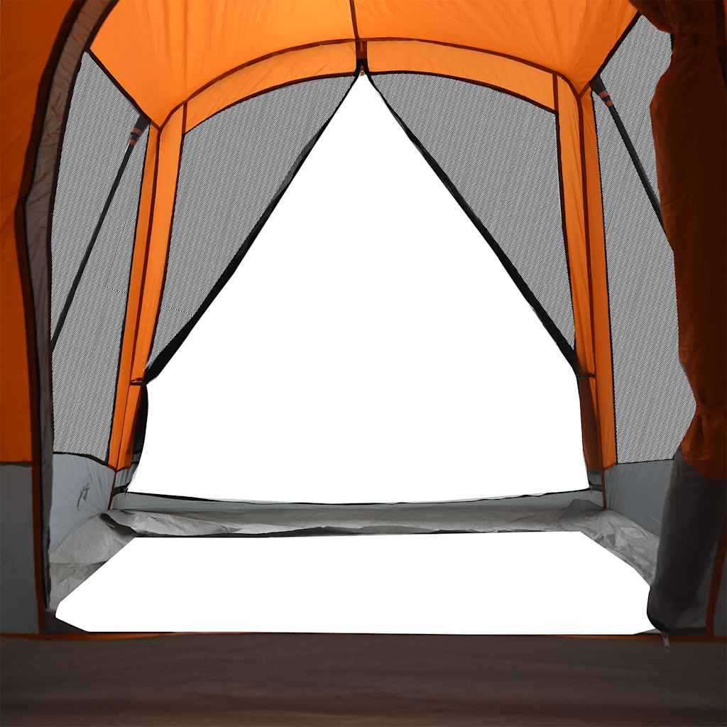 Tunnel Family Tent for 8 Persons Grey and Orange Waterproof