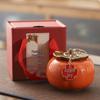 Ceramic Persimmon Tea Storage Jar with Peace & Joy Motif