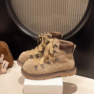 Martin Boots Women's Autumn and Winter New Fashion Platform Retro Lace-up Fashion Short Boots Women