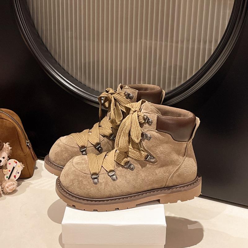 Martin Boots Women's Autumn and Winter New Fashion Platform Retro Lace-up Fashion Short Boots Women