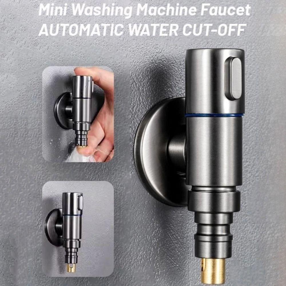 G1/2 Washing Machine Faucet Quick Opening Small Space Faucet Stainless Steel Water Tap  Bathroom