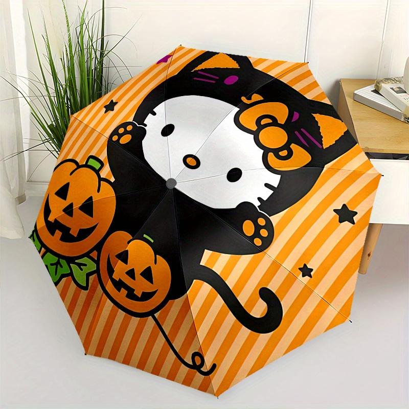 

Halloween,Hello Kitty Automatic opening and closing folding umbrella with 8 rib frame and compact travel design,perfect for all occasions
