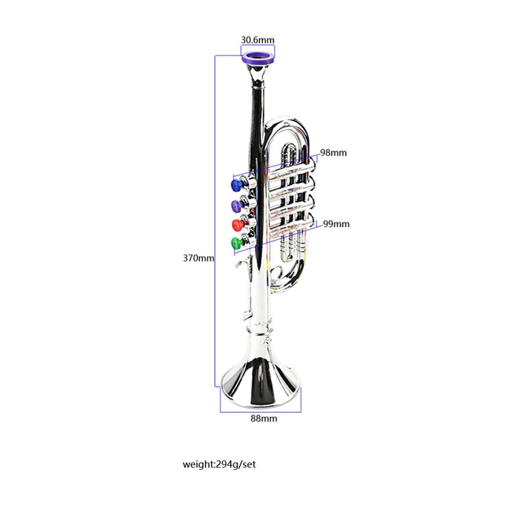 Professional Trumpet Mouthpiece Musical Educational  ABS Trumpet  with 4 Colored Keys Simulation Instrument Child Gift