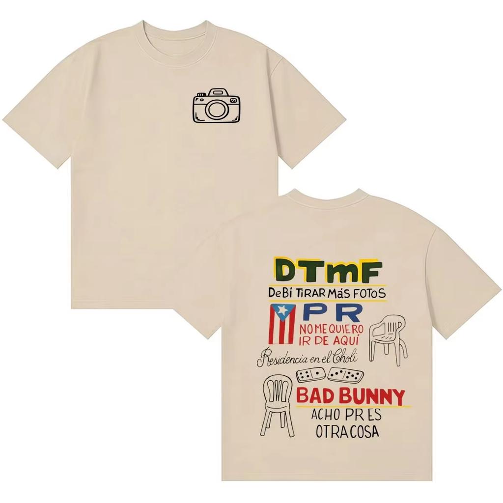 Hot Selling Breathable Comfortable Unisex Loose Rapper Bad Bunny Debi Tirar Mas Fotos DTMF Casual Printed Short Sleeve Tshirt
