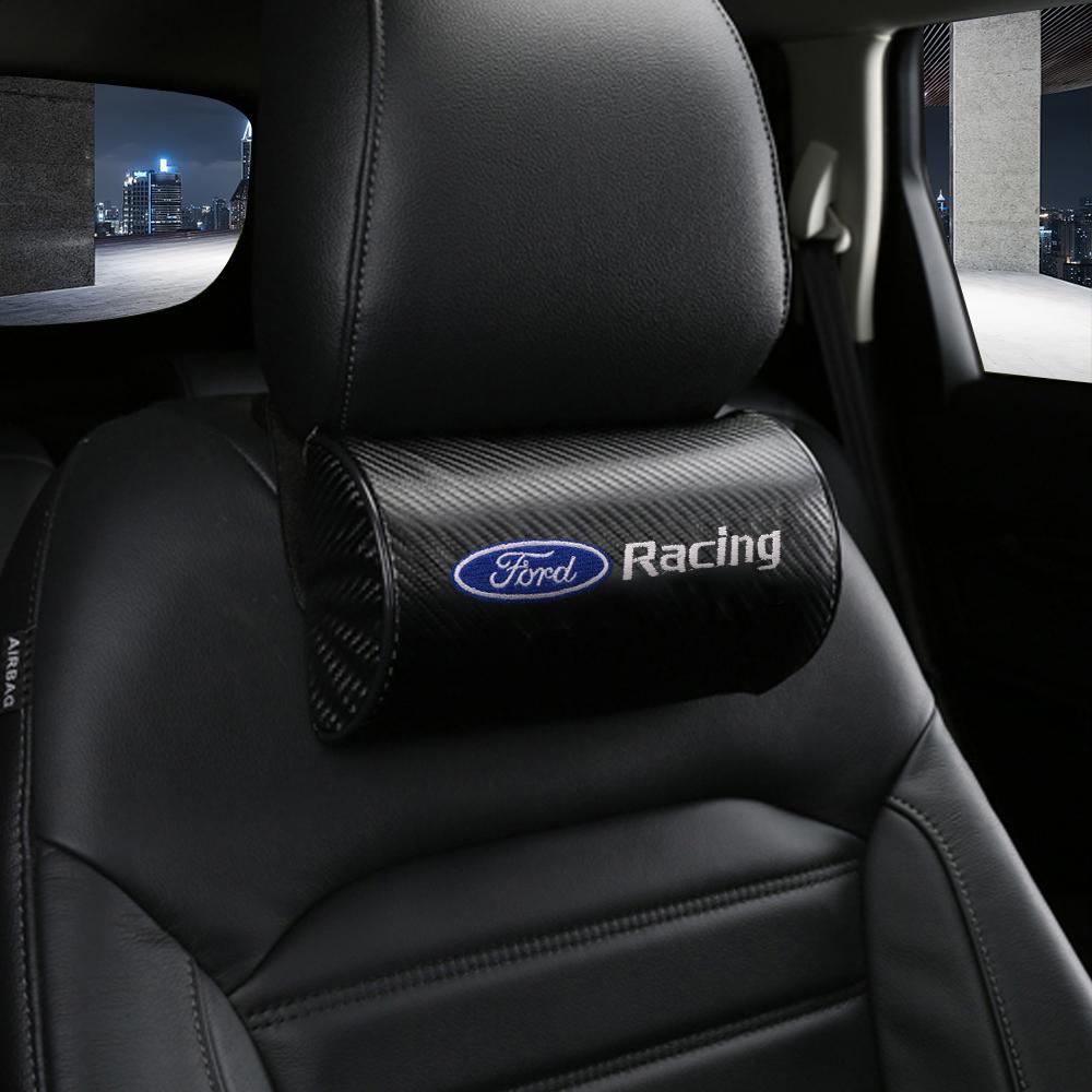 Car Carbon Fiber Headrest Seat Pillow For Ford ST Fiesta Focus Mk2 3 4 Edition Mondeo Fusion Ecosport Head Support Protector Pad