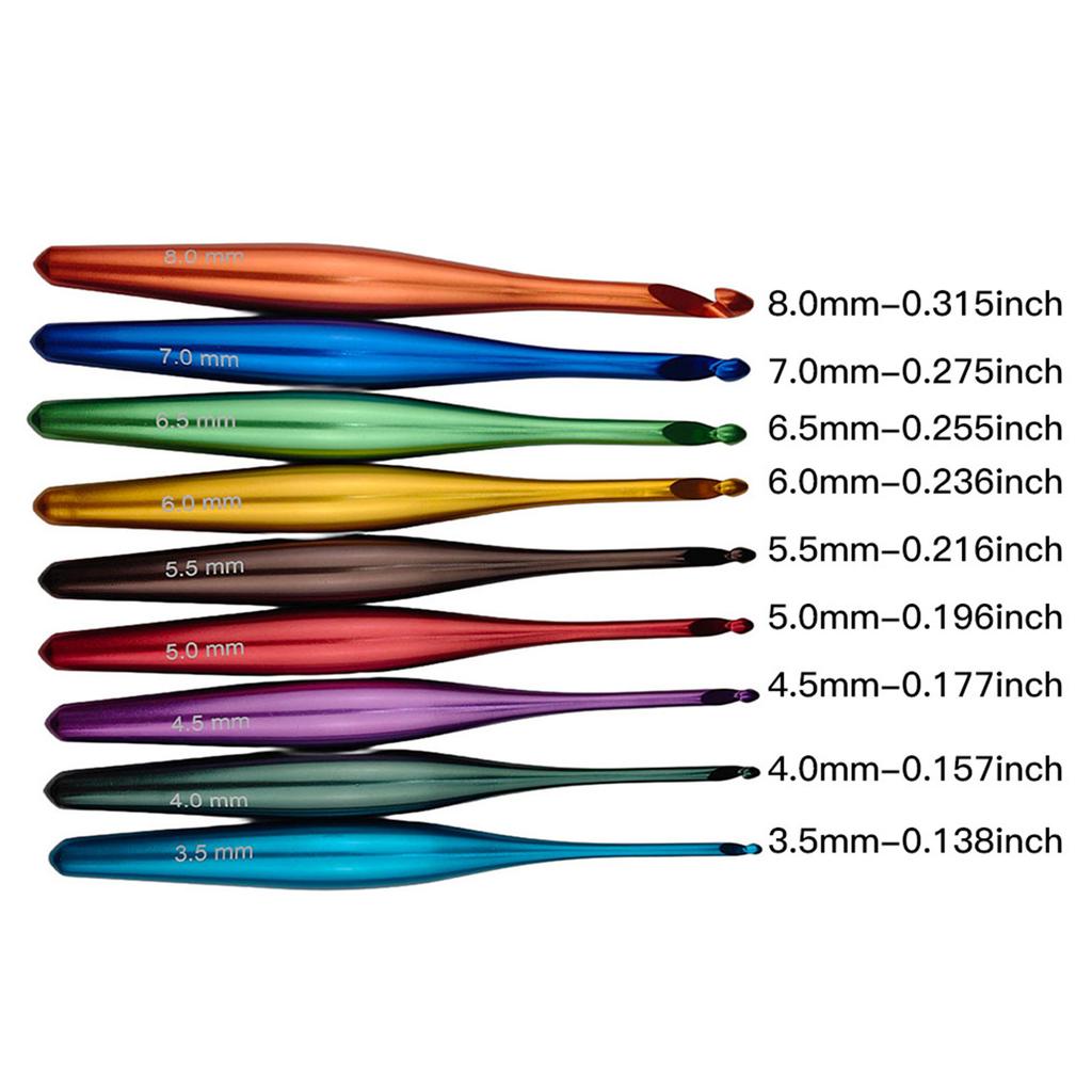 9 Pcs 3.5mm-8.0mm Crochet Needle Set Ergonomical Crochet Hook with Case Knitting Needle Crochet Supplies for Craft
