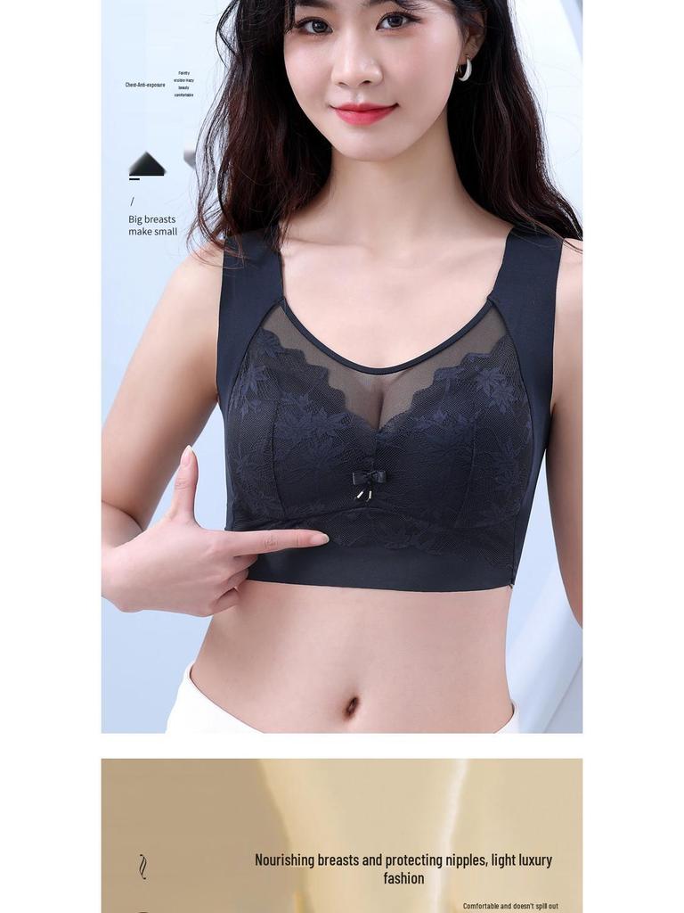 Seamless Lace Bralette Women's Minimizer Tank Top with Integrated Cup