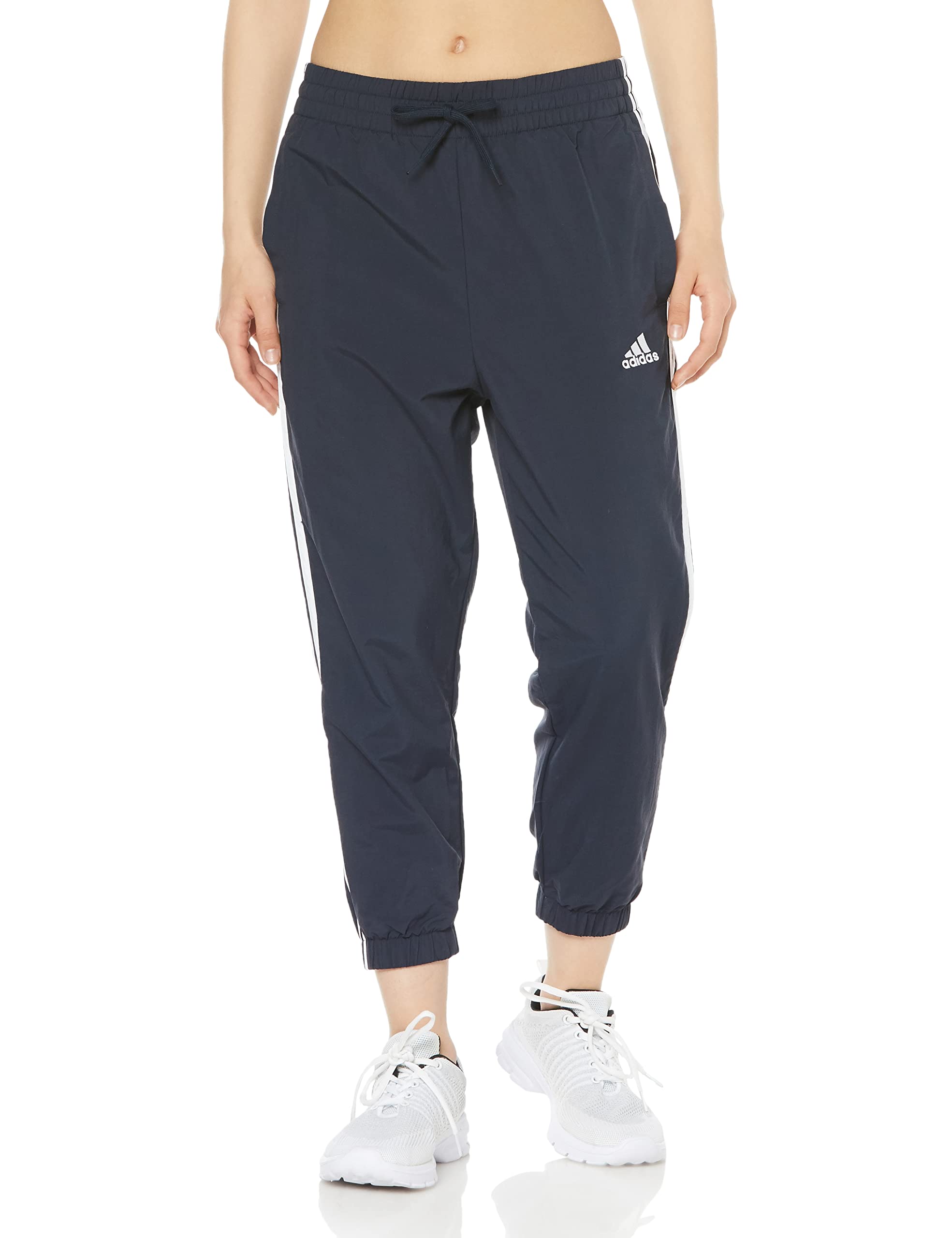 

Длинные брюки Essentials 3 Stripes Woven Длина брюки ETT59 Legend [Adidas] 7/8 Женские чернила/белый (IC0558)