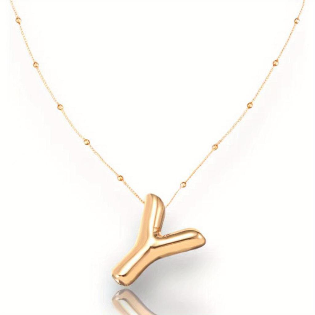 Glossy English Letter Copper Pendant Necklace Jewelry 26 Letter Special Gifts For Women