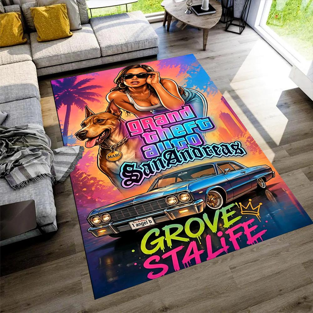 Grand Theft Auto Floor Mat Suitable for Game Room Hallway Entryway Bedrooms Antislip Carpet Decorate Offices Wedding Party Gift