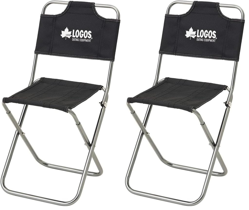 LOGOS 7075 Trek Chair (with Backrest) (Gray) Duralumin, 120kg Weight Capacity, Foldable, Outdoor Camping Chair (Pack of 2)