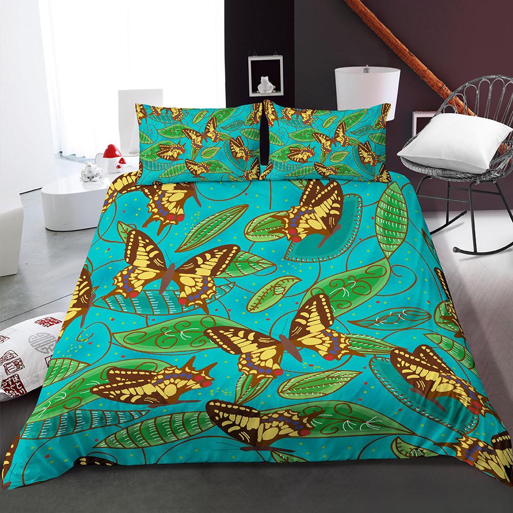 Butterfly Aesthetics Pattern Duvet Cover Soft Comforter Bedding Set 3Pcs With Pillow Case King Queen Size Bedding Set For Family
