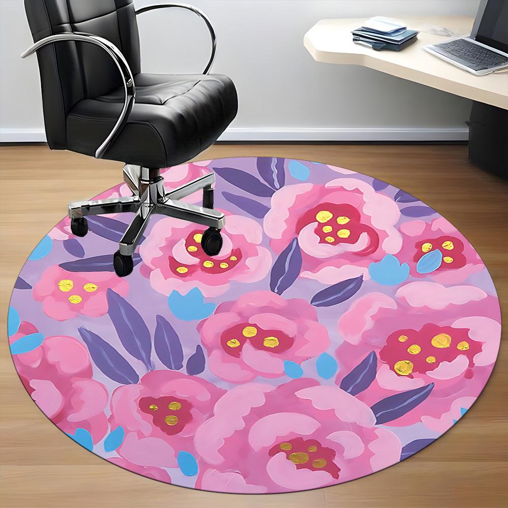 1pc Floral Pattern Chair Carpet for Office - Durable, Ideal for Chair Mats, Stylish & Functional Decorative Rug Yy260203056