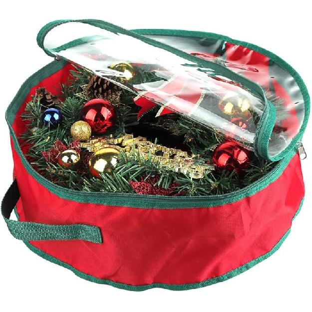 

2Pcs 16Inch Christmas Wreath Storage Bag,Portable Artificial Wreaths Organizer Container with Dual Zippered Transparent Window & Handles 16inch/1pcs