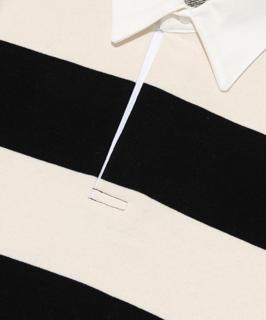 TAILOR STUDIO [Fleece-Lined/Non-Fleece-Lined] Oxford Stripe Authentic Logo Polo Sweatshirt (Black)