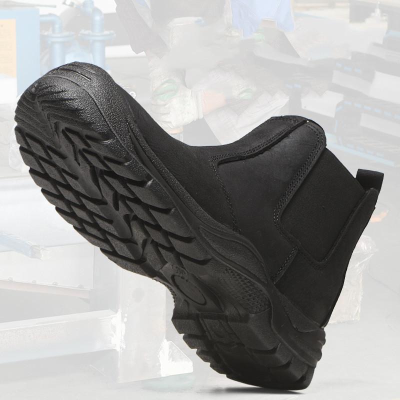 men fashion steel toe cap work safety boots genuine leather tooling security shoes worker chelsea boot safe ankle botas hombre