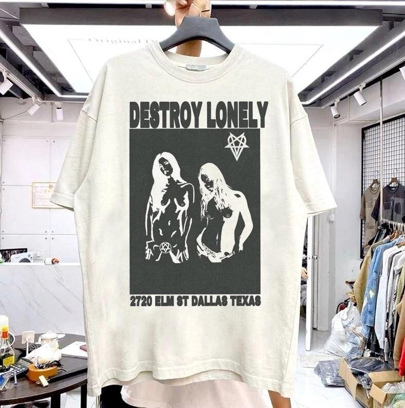 Destroy Lonely 90s Basic Style White T shirt Retro Style Men Women S-5XL