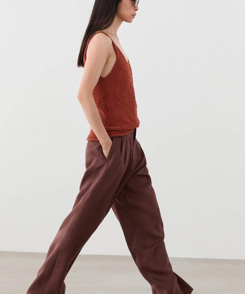 Masimodutti Linen Pleated Wide Fit Pants