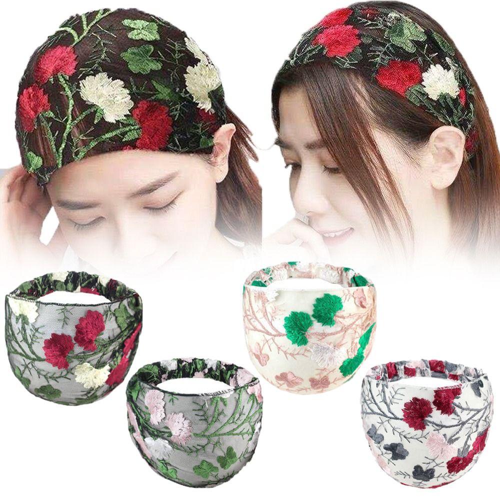 

Side For Girls Flower Non Slip Women Lace Headband Korean Head Wrap Fashion Hairbands Mom Headdress