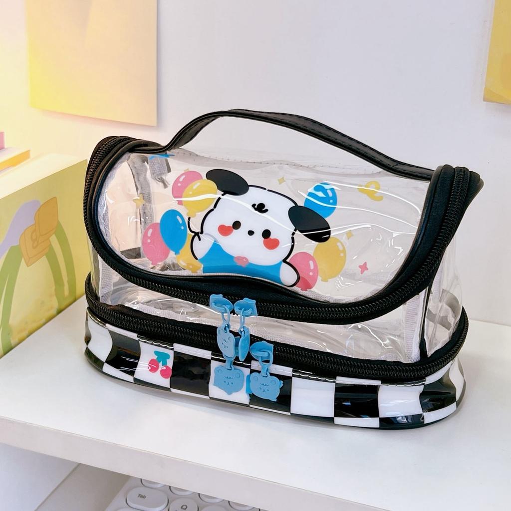 Pencil Bag Cartoon Style Large Capacity Plastic  Clear PVC Portable Large Pencil Case for Stud
