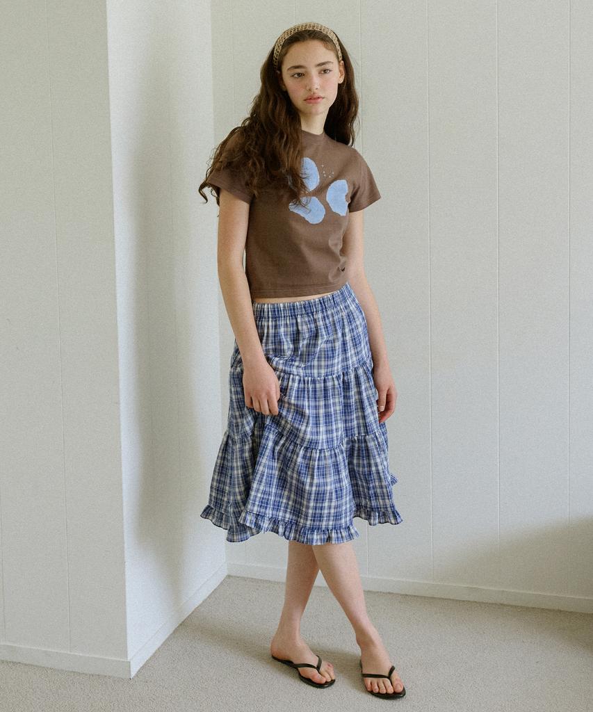Letter From Moon Benny'S Tiered Midi Skirt (Blue)