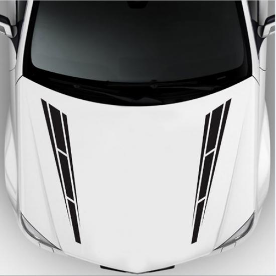 2Pcs Sport Racing Car Hood Stripe Stickers Cover Decals Bonnet Vinyl Decor Black