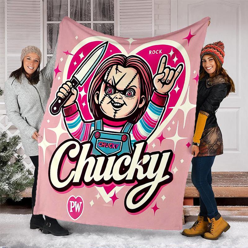 1pc Chucky3 Theme Blanket - Digital Print, Polyester, Cozy for All Seasons, Perfect for Outdoor, Camping, and Travel