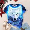 Nové dámské tričko s potiskem 3d Wolf Topy nadměrné velikosti Košile s kulatým výstřihem a krátkým rukávem Módní návrhářka Oblečení Madam Denní ležérní trička