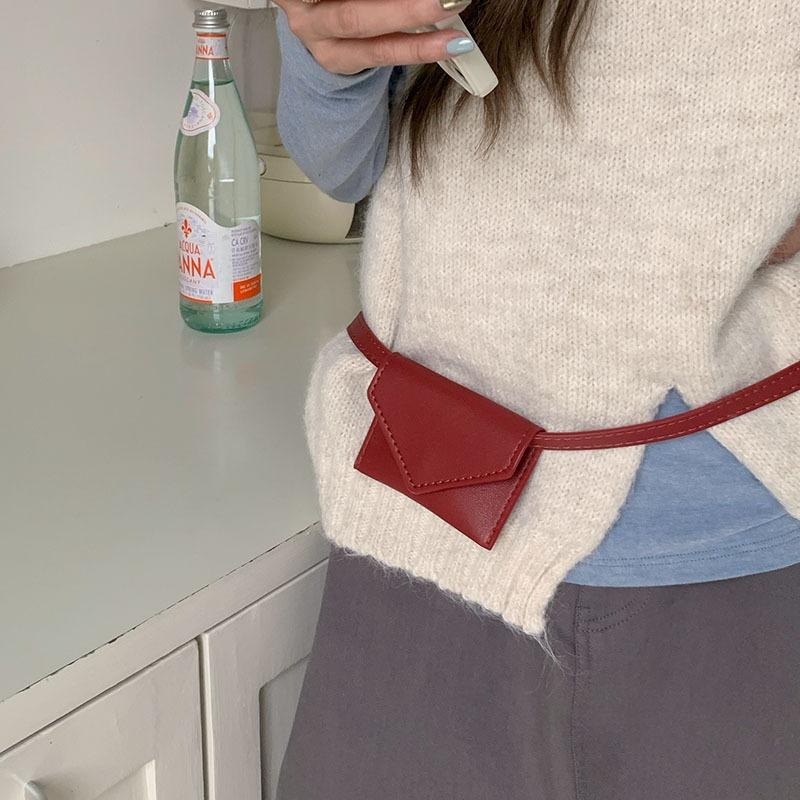 Korean Exquisite and Fashionable Mini Square Bag with Belt Decoration Waist Hanging Bag Multi-color Small Card Bag