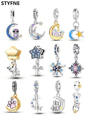 Charms Silber Kupferfarben Eule Puppe Mond Sterne Perlen Charm Anhänger Für Original Armband Für Frauen DIY Schmuck Liebesgeschenk