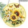 2D Flat Aluminum Retro Sunflower-Themed Wall Art 7.87 Inches X 7.87 Inches Rustic Style Perfect for Gardens, Farmhouses, Bars, Cafes, Parties, Front