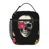 1 Piece Portable Lunch Container Skull And Flowers  Zipper Closure Durable Pocket Skull  For Lunch Lunch Box Bag