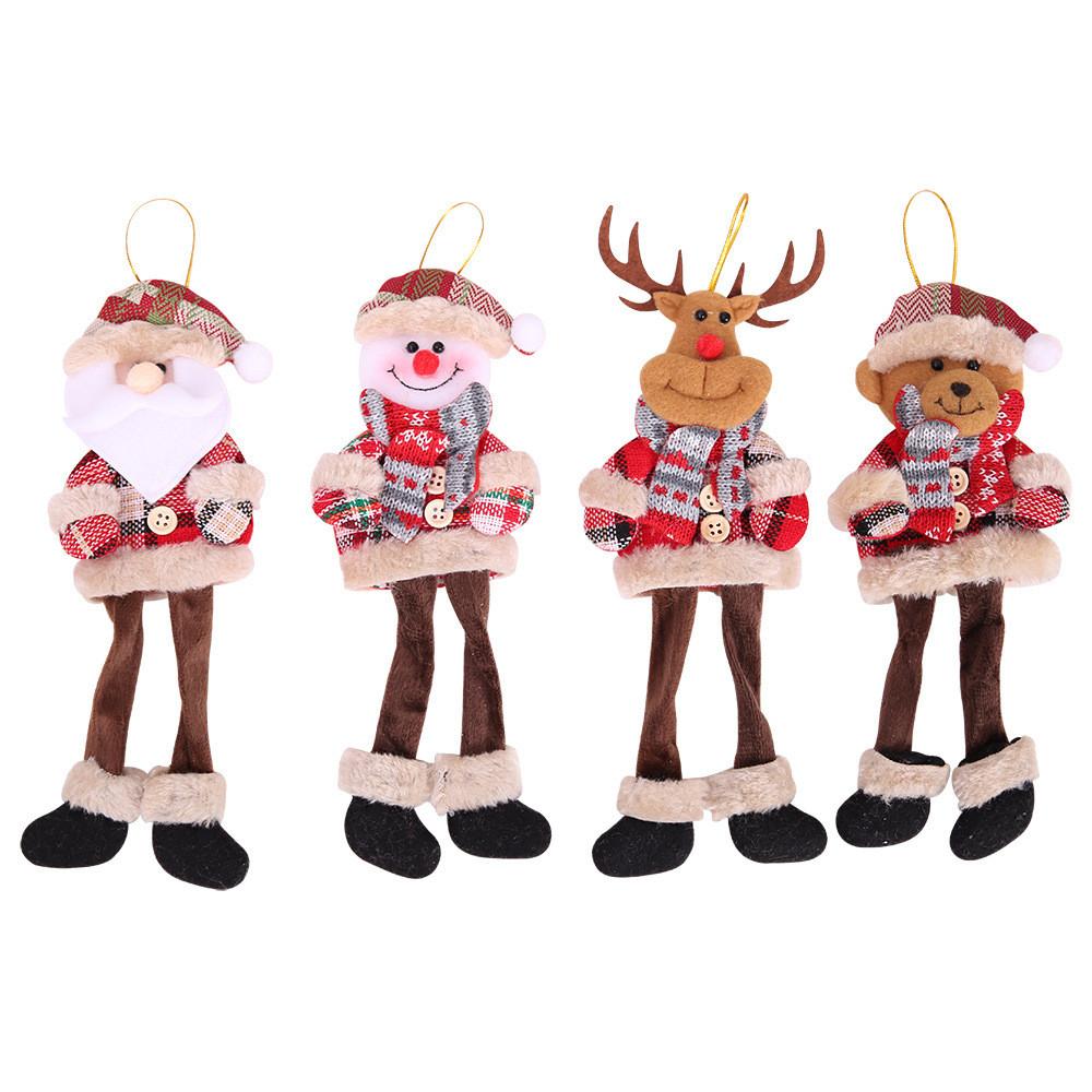 Charming Christmas Decoration Plush Checkered Fabric Hanging Ornaments For Tree