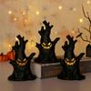 1-10PCS Halloween LED Ghost Face Tree Statue with BatterySpooky Tree Demon Statue Tabletop Bark Face Figurine for Indoor Outdoor