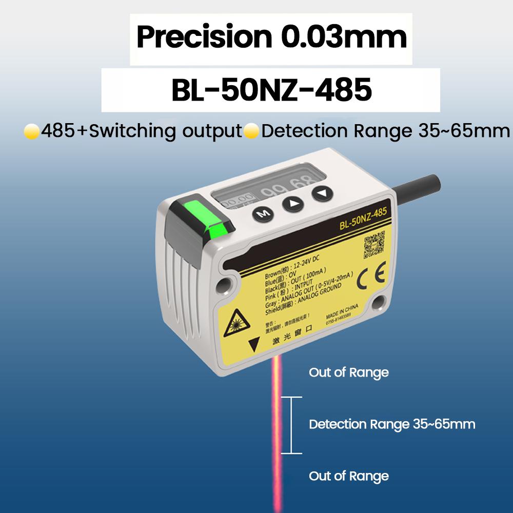 Laser Displacement Distance Sensor Thickness Measurement Height Sensor High Precision 1.111mm Analog 181 Output Transmitter