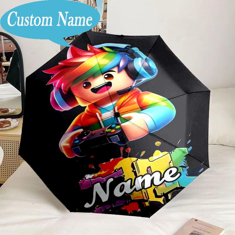 Custom Name Umbrella Ro-blox Adventure Quests Umbrella 8-Frame for Travel, Camping, Casual Lightweight Portable, Essential for Family Gifts