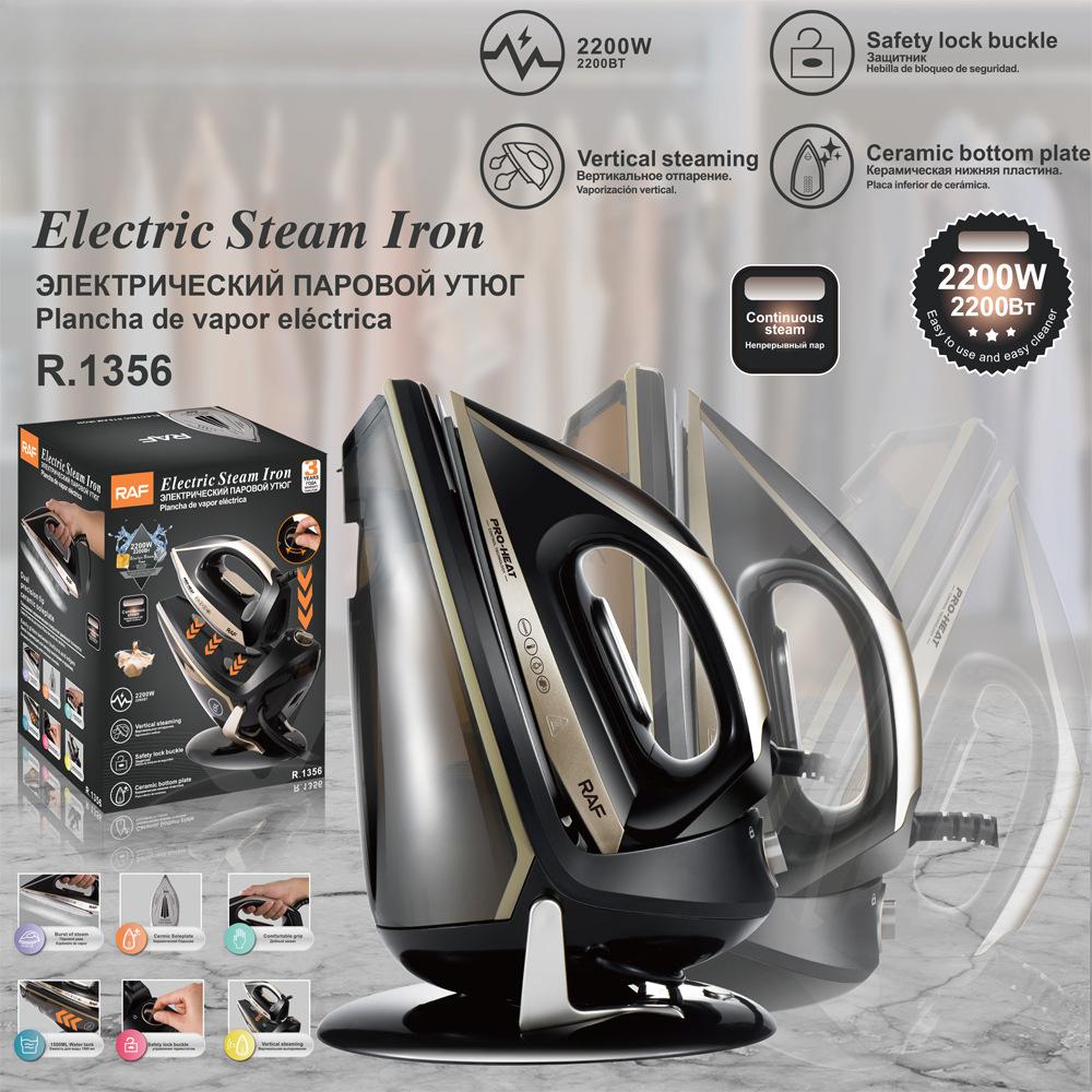 European Standard Pressure Steam 2200w Electric Iron Vertical Steam Iron Ceramic Baseplate R.1356